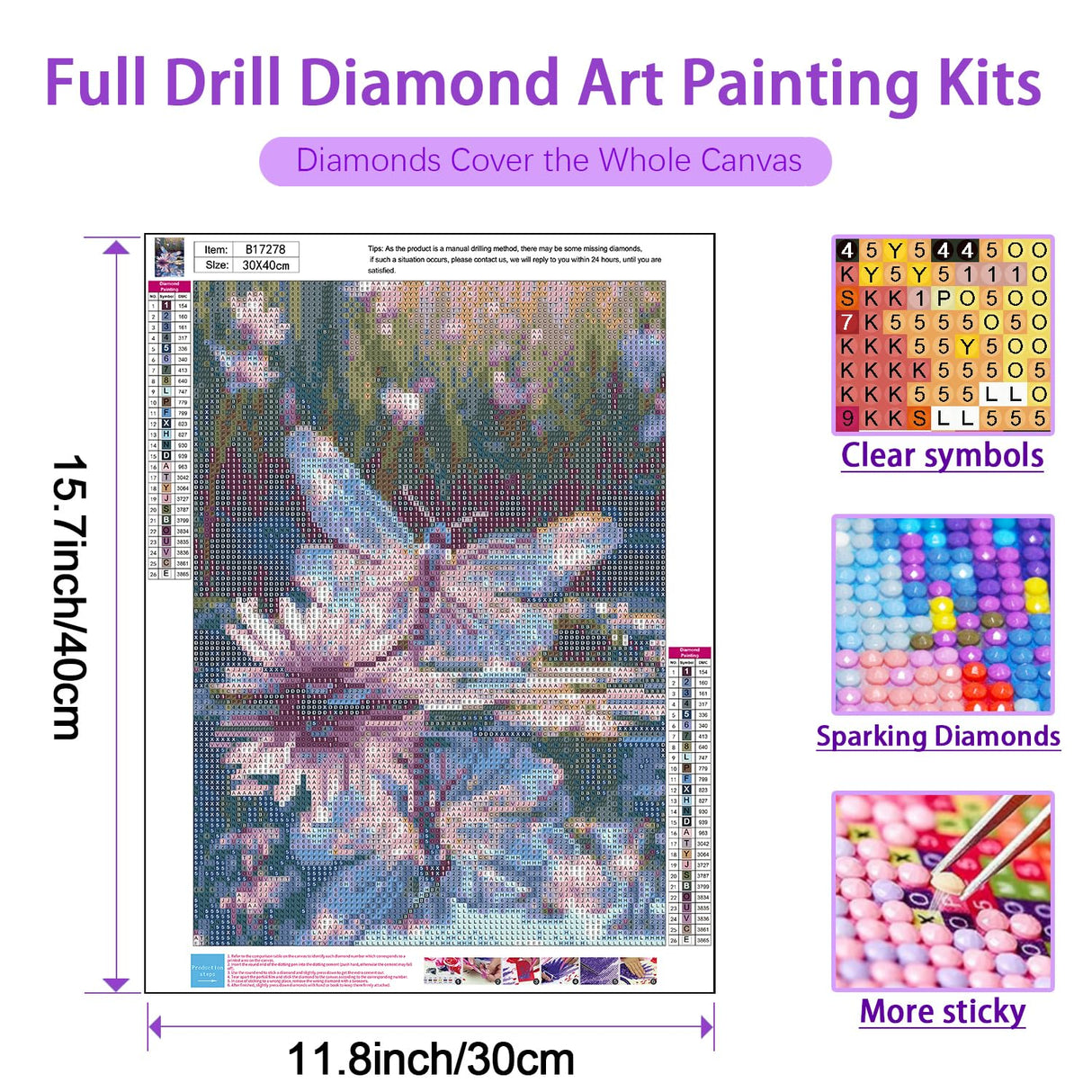 JXDXDJ Dragonfly Diamond Art Kits for Adults,Flowers 5D Diamond Painting Kits for Beginners,DIY Round Full Drill Diamond Dots Gem Art for Adults,Paint by Diamonds Pictures Crafts Home Decor 12x16 in JXDXDJ