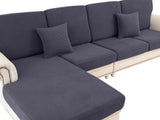 LA MEACK Couch Cushion Covers for Sectional Sofa L Shape Washable Separate Seat Chaise Couch Cover Stretch Sofa Slipcovers with 2 Pcs Pillowcases(2 Seater + 1 Chaise, Dark Grey) LA MEACK