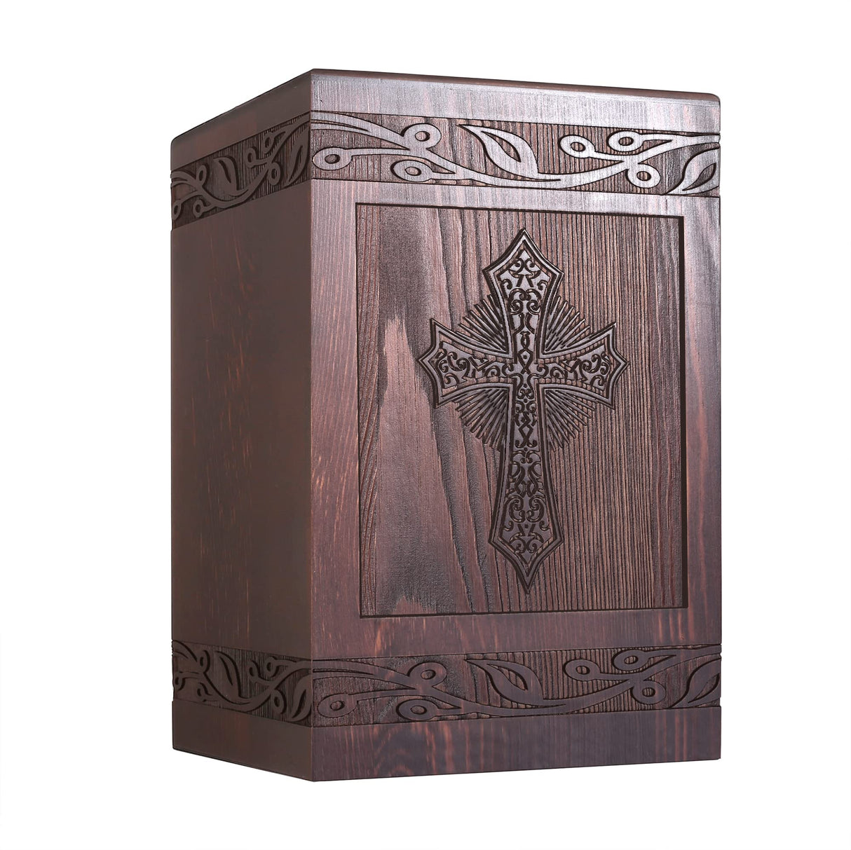 Cremation Urns for Human Ashes Adult Male Female, Wooden Carved Cross Urns Box and Casket for Ashes Men Women Child, Pets Cat Dog Urn, Burial Funeral Memorial Urns for Ashes, Holds 222 Cubic Inch DGDCDV