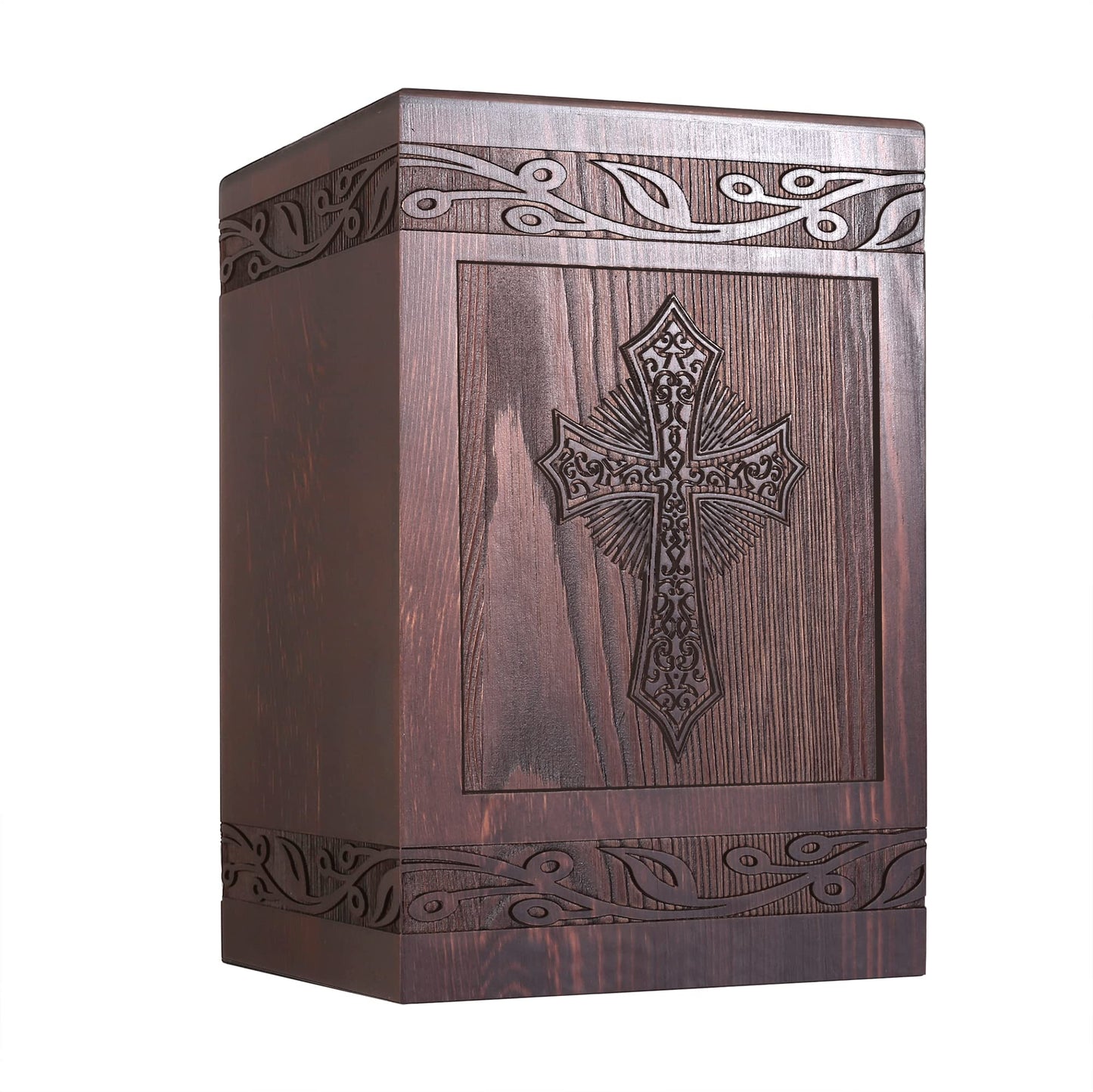 Cremation Urns for Human Ashes Adult Male Female, Wooden Carved Cross Urns Box and Casket for Ashes Men Women Child, Pets Cat Dog Urn, Burial Funeral Memorial Urns for Ashes, Holds 222 Cubic  - WoodArtSupply