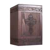 Cremation Urns for Human Ashes Adult Male Female, Wooden Carved Cross Urns Box and Casket for Ashes Men Women Child, Pets Cat Dog Urn, Burial Funeral Memorial Urns for Ashes, Holds 222 Cubic Inch DGDCDV