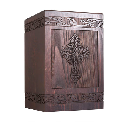 Cremation Urns for Human Ashes Adult Male Female, Wooden Carved Cross Urns Box and Casket for Ashes Men Women Child, Pets Cat Dog Urn, Burial Funeral Memorial Urns for Ashes, Holds 222 Cubic  - WoodArtSupply