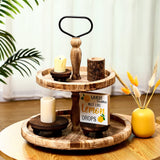 3 Pieces Wood Risers for Decor Wood Pedestal Mini Riser Stand Round Wooden Riser Rustic Farmhouse Riser for Decor Tiered Tray Decor Riser for Home Kitchen (Brown, 5/4/3 Inch) Amyhill