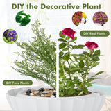 PETSITE White Plant Litter Box, Cat Hidden Litter Box Enclosure with Artificial Plant, Advanced Odor Removal System, Detachable Door Curtain, Cat Litter Scoop, Large Planter Litter Box PETSITE