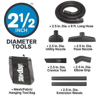 Shop-Vac 8251205 Wet Dry Utility Vacuum with SVX2 Motor Technology, 12 Gallon, 2.5 Inch Diameter x 8 Foot Hose, 140 CFM, (1 Pack) - WoodArtSupply