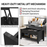 Yaheetech Black Wood Coffee Table Lift Up Coffee Table w/Hidden Storage & 2 Open Shelves for Living Room Reception Room Office, 41in L Yaheetech