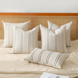 Hckot Throw Pillow Covers 20x20 Set of 2 Striped Pillow Covers Textured Linen Decorative Pillows Square Cushion Covers for Sofa Couch Bed Living Room Farmhouse Decor, Grey Hckot