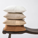 SINYASAN 18"x18" Tobacco Boucle Throw Pillow Covers with Faux Leather Accents Set of 2 Fluffy Textured Decorative Pillow Cases for Couch Bed Boho Farmhouse Square Cushion Covers for Nordic Home Décor SINYASAN