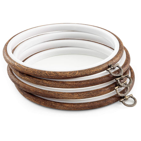 joybest 4 Pieces 6 Inch Round Embroidery Hoops Display Frame Circle, Cross Stitch Hoop Ring Imitated Wood Embroidery Kits for Art Craft Sewing and Christmas Ornaments joybest