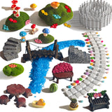 Kai Dream Fairy Garden Kit, 118Pcs Miniature Resin Figurines, Fake Fence, Flower Decor for Outdoor Fairy Garden Kai Dream