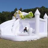 White Bounce House for Adults Kids,15.8FT Heavy Duty 100% PVC Large Commercial Bounce House Bouncy Castle with Big Slide and Ball Pit for Backyard,Birthday Party,Wedding,Outdoor Game Eachup