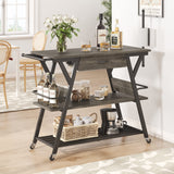 Bestier Grey Coffee Bar Station with Storage, Rolling Kitchen Cart and Towel Holder Bestier