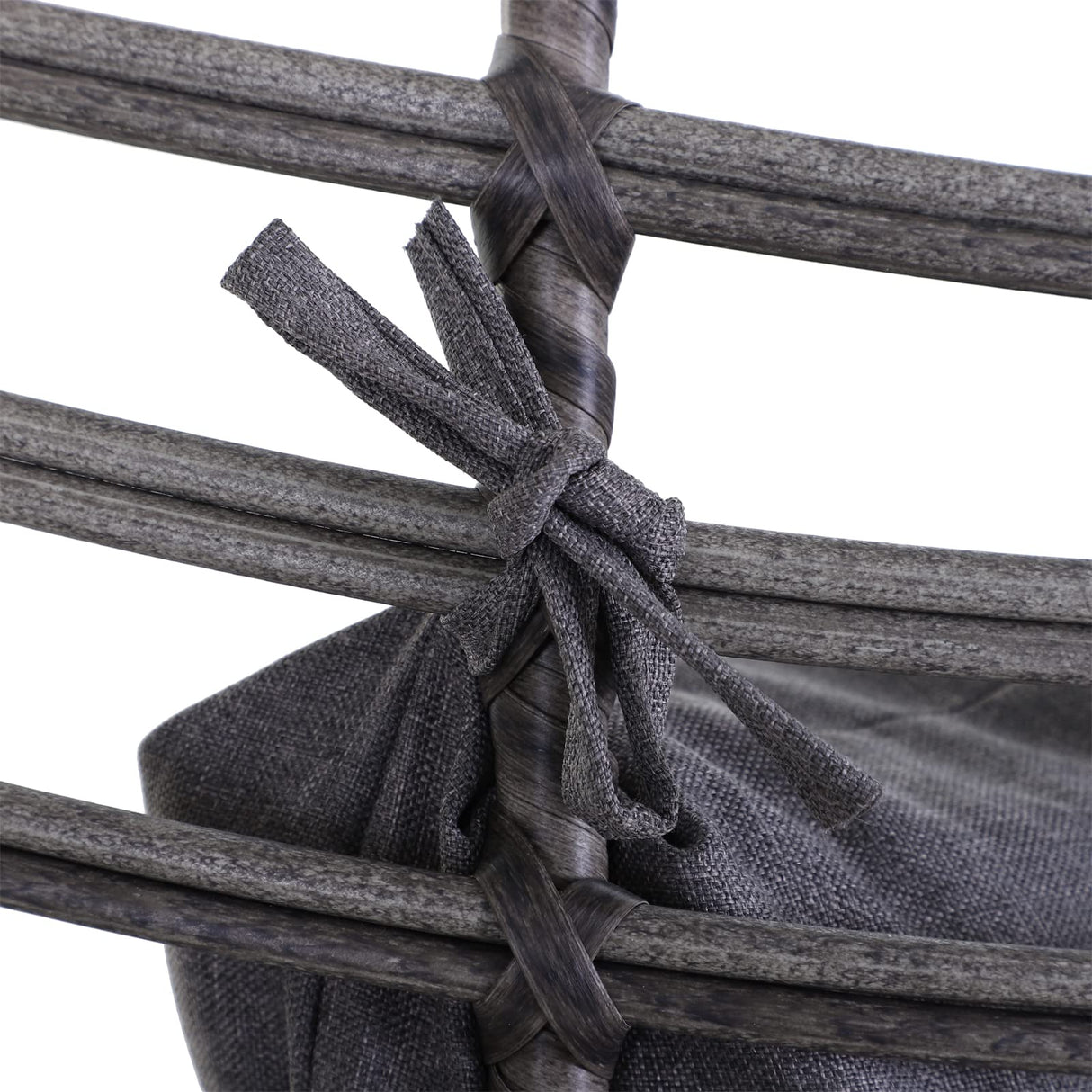 Outsunny Patio Wicker Egg Chair w/Soft Cushion, Teardrop Cuddle Seat, Outdoor/Indoor Patio Chair, PE Plastic Rattan Furniture with Adjustable Height Feet Pads, Gray Outsunny