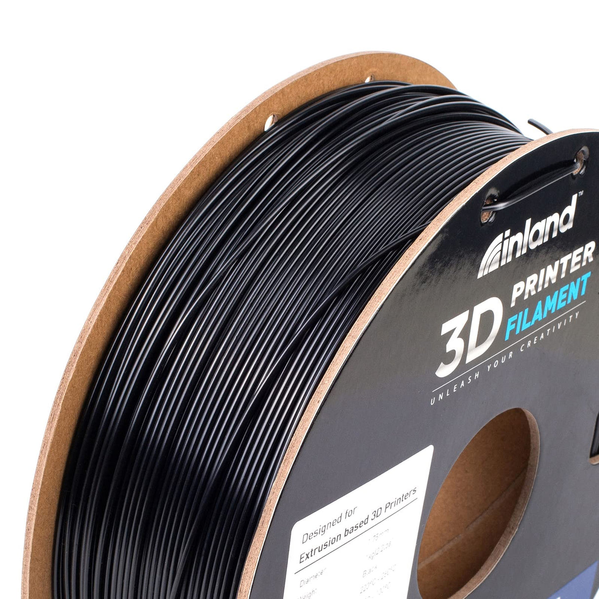 INLAND ABS Filament 1.75mm, ABS 3D Printing Filament, Dimensional Accuracy +/- 0.03 mm - 1kg Cardboard Spool (2.2 lbs) - Heat Resistant Black ABS Filament INLAND
