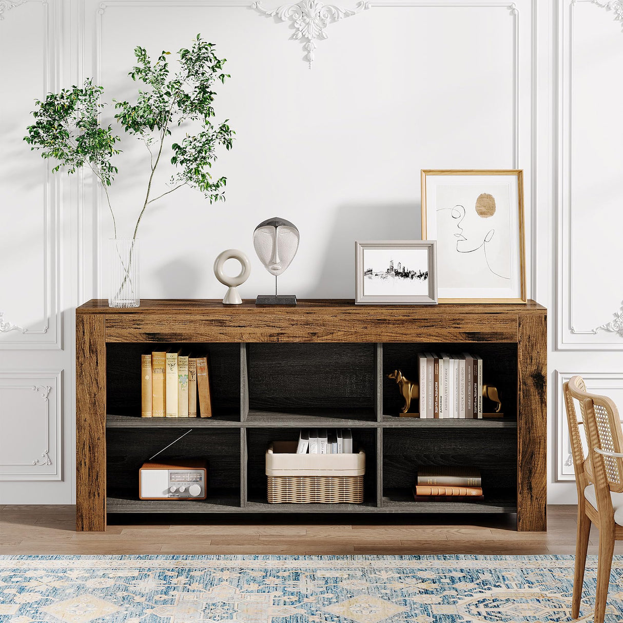 Tribesigns Industrial Rustic 6-Cube Horizontal Bookcase for Home & Office Tribesigns