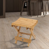 SINJEUN 2 Pack 12 Inch Natural Bamboo Folding Step Stool Bench for Bathroom, Spa, Sauna, Wooden Seat, Shower Bench Stool, Easy Assembled SINJEUN