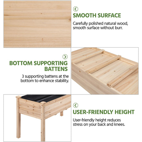Yaheetech 1pc Raised Garden Bed 48x24x30in Elevated Wooden Horticulture Planter Box with Legs Standing Growing Bed for Gardening/Backyard/Patio/Balcony Yaheetech