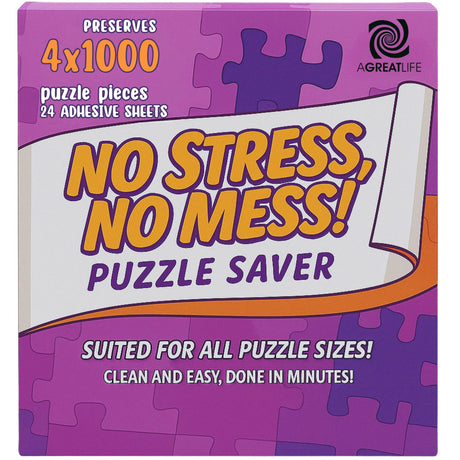 AGREATLIFE 24 Adhesive Puzzle Saver Sheets - Preserve 4 x 1000 Pieces Jigsaw Puzzles - No Stress No Mess - Puzzle Glue Sheets Peel and Stick (24 Sheets with 8 Adhesive Hangers) AGREATLIFE
