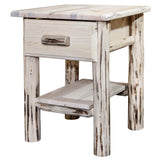 Montana Woodworks Log Nightstand with Drawer - Varnished Montana Woodworks