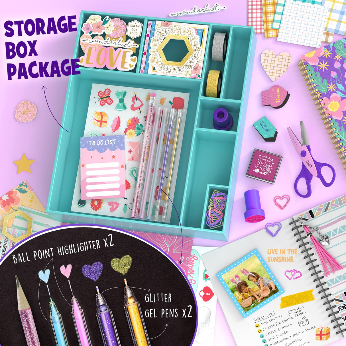 2-Pack DIY Journal Kit - Gifts for Girl Ages 8 9 10 11 12 13 14 Year Old - Cool Birthday Gifts Ideas for Girls - Art & Crafts for Tween Kid - Teen Girls Trendy Stuff - Scrapbook & Diary Supplies Set LAOESE