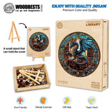WOODBESTS Wooden Puzzles for Adults (300 Piece, L, 13.4"x13.4") Dragon's Library Wood Puzzles Adult, Wooden Jigsaw Puzzles Unique Shape, Birthday Gifts for Adults Family Game WOODBESTS
