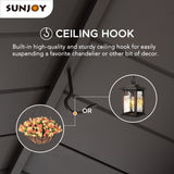 Sunjoy Grill Gazebo 5 ft. x 8 ft. Brown Steel Frame Double Tiered Hardtop Gazebo with Ceiling Hook and Shelves Sunjoy