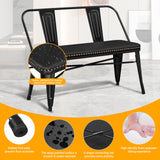 Yaheetech Farmhouse Dining Bench Industrial Metal Bench with Upholstered Seat with and Removable Backrest for Entryway, Garden, Backyard, Black Yaheetech