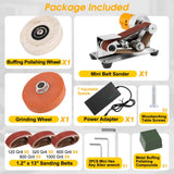 Mornajina Mini Belt Sander for Knife Making, 15 Degree Electric Power Bench Belt Sanders, 7 Adjustable Speed Knife Sharpener Knife Polishing Kit for DIY Metal Woodworking Knife Making Mornajina