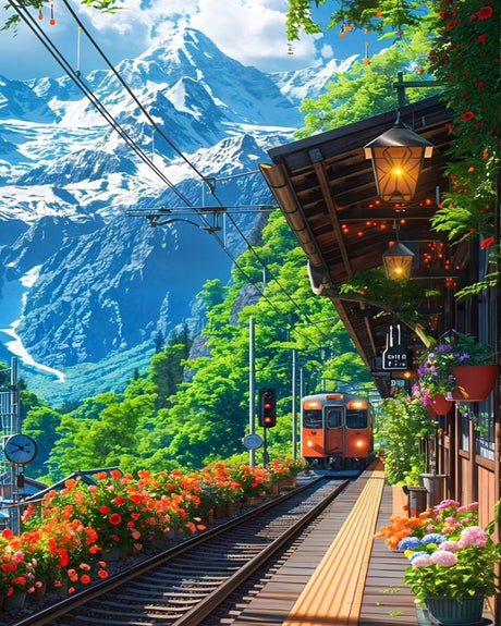 Yunruily Train Track Paint by Numbers Kit for Adults-Mountain Paint by Numbers Kits for Adults, Train Track Adult Paint by Number Kits on Canvas Perfect for Gifts Home Wall Decor(16x20inch) Yunruily