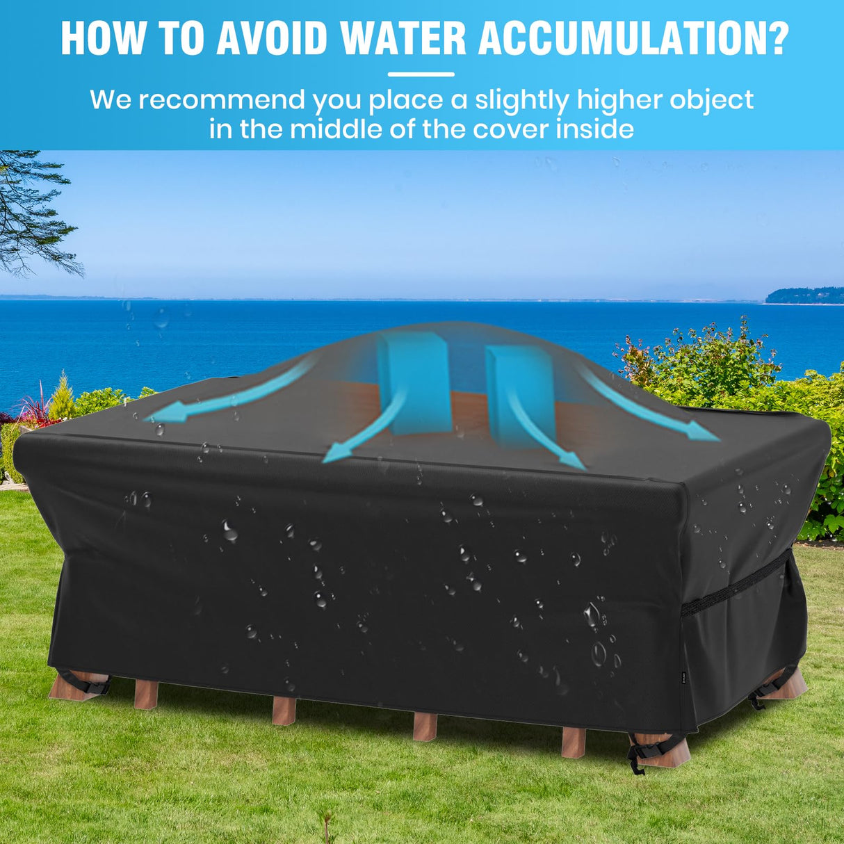 Velway Patio Table Chairs Set - Square Waterproof 76"L x 54"W x 28"H Outdoor Bistro Dining Set - Fire Pit Table Cover - Furniture Cover - Small Rectangle Ultra Windproof UV-Resistant Velway