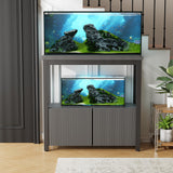 BEWISHOME 40-50 Gallon Fish Tank Stand, Heavy Duty Aquarium Stand with Thickened Metal Frame, Fish Tank Stand with Cabinet for Storage, 36.2" L* 17.7" W Tabletop 1000LBS Capacity Grey KYG03H BEWISHOME