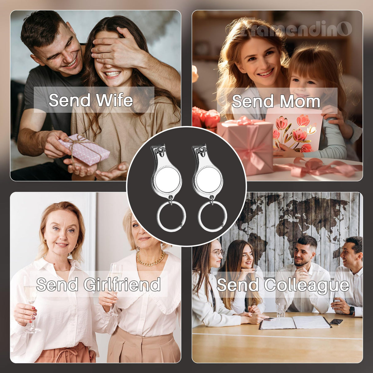 Framendino, 6 Pack Sublimation Blanks Keychains Nail Clipper Metal Bottle Opener Heat Transfer Keychain Fingernail Clipper for Birthday Graduation Gifts Framendino