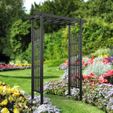VINGLI Garden Arbor, PVC Wedding Arch for Ceremony Party, Garden Trellis for Climbing Plants Outdoor, Arch Backdrop Stand for Garden, Backyard, Lawn, Wedding (Black) VINGLI
