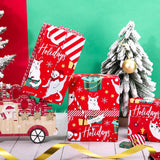 WRAPAHOLIC Reversible Cat Christmas Wrapping Paper - Mini Roll - 17 Inch x 33 Feet - Red Christmas Cat Wrapping Paper and Stripes Design for Holiday, Party Celebration WRAPAHOLIC