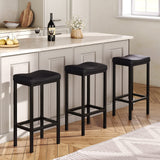 HOOBRO Bar Stools, Set of 2 Bar Chairs, Counter Height Stools, Saddle Stools with Curved Surface, Kitchen Stools, 24.8 Inches, 2.4" Thick Upholstery, for Kitchen, Dining Room, Cafe Black BB10BY01 HOOBRO