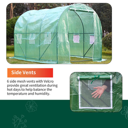 Portable Greenhouse 10'xW7'xH7' Green House Large Walk-in Greenhouses for Outdoors Greenhouse Plastic with Observation Windows and Rolling-up Door