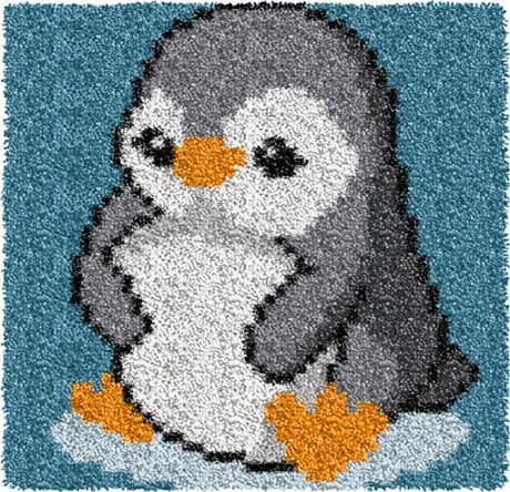 YP Latch Hook Kits for Kids Adults DIY Rug Tapestry Kits with Printed Canvas Embroidery Kits Festival Gifts Home Decoration (Penguin,11.8inch X 11.8inch) YP