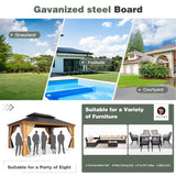 YOLENY 12' x 16' Gazebo, Hardtop Wood-Looking Gazebo with Galvanized Steel Double Roof, Aluminum Frame with Netting and Curtains for Deck, Backyard, Patio, Lawns YOLENY