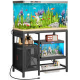 MAHANCRIS 40-50 Gallon Fish Tank Stand, Aquarium Stand with Power Outlet and Storage Cabinet, Heavy Duty Tank Stand Suitable for Turtle Tank, Reptile Terrarium, for Home Office, Black FTBK50E01 MAHANCRIS