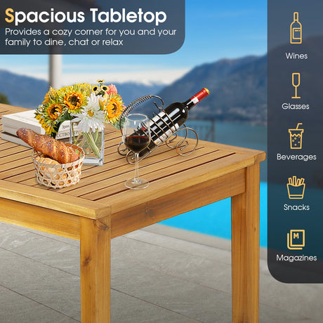 HAPPYGRILL Acacia Wood 5-Piece Outdoor Bar Set with Table and Saddle Stools HAPPYGRILL