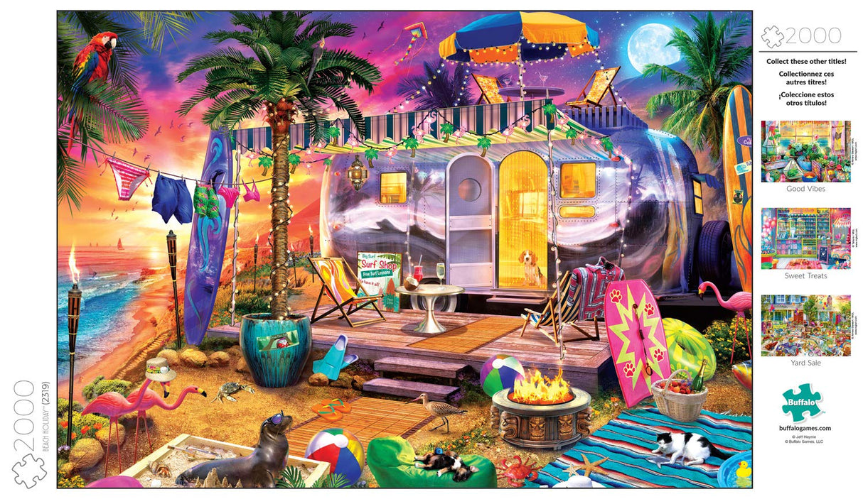 Buffalo Games - Jeff Haynie - Beach Holiday - 2000 Piece Jigsaw Puzzle for Adults Challenging Puzzle Perfect for Game Nights - Finished Size is 38.50 x 26.50 Buffalo Games
