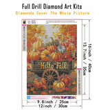 CHWGLFGG 5D Diamond Art Kits for Adults Beginners, Fall Pumpkin Cart Diamond Painting Kits, DIY Full Round Drill Paint by Diamonds Dot Gem Art for Adults, Home Wall Decor 12x 16 Inch CHWGLFGG
