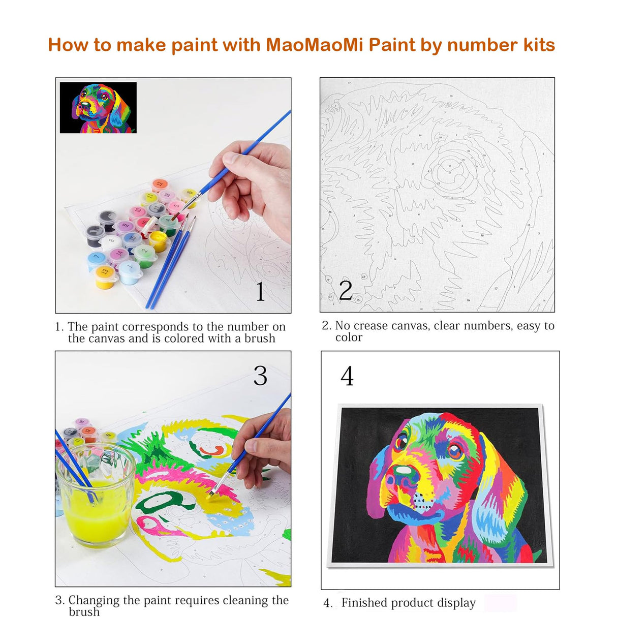Maomaomi Paint by Numbers DIY Acrylic Painting Kit for Kids & Adults Beginner – 16" Wx20 L Colorful Horse Head Pattern Maomaomi
