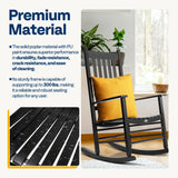 VIVOHOME Oversized Wooden Rocking Chair with Anti-Slip Strips for Noise Reduction, Suitable for Indoor, Porch, Garden, Black VIVOHOME