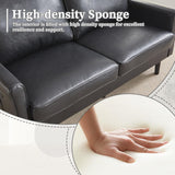 56.3" Loveseat Sofa, Mid Century Modern Love Seat with USB & Type C, 2 Seater Couch Comfy Cushion Lounge Sofa with Side Pockets, Small Couches for Living Room, Bedroom, Office(Black, PU Leather) SLEERWAY