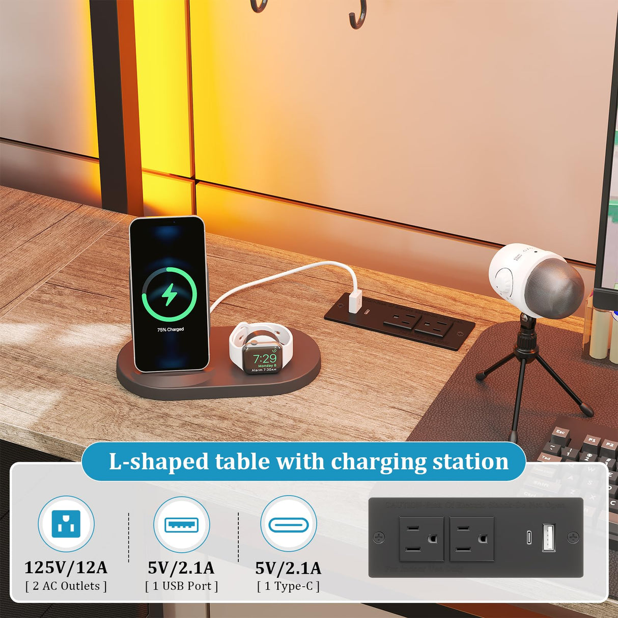 busyaeh Loft Bed Full Size with 5 Drawers & 3 Open Shelves and Charging Station，Full Size Loft Bed with Desk & LED Lights and Thickened Tread Stairs,Loft bed Space-Saving,No Box Spring Needed,Oak Gray busyaeh