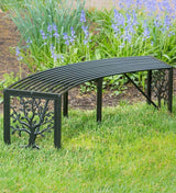 Plow & Hearth Tree of Life Outdoor Backless Curved Bench | Holds 300 lbs | Weatherproof Metal Garden Bench for Patio Porch Deck | 55" Lx15½Wx16 H (Tree of Life) Plow & Hearth