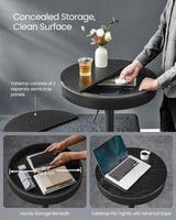 Height Adjustable Round Bar Table with Storage - VASAGLE EKHO Collection in Ebony Black and Ink Black VASAGLE