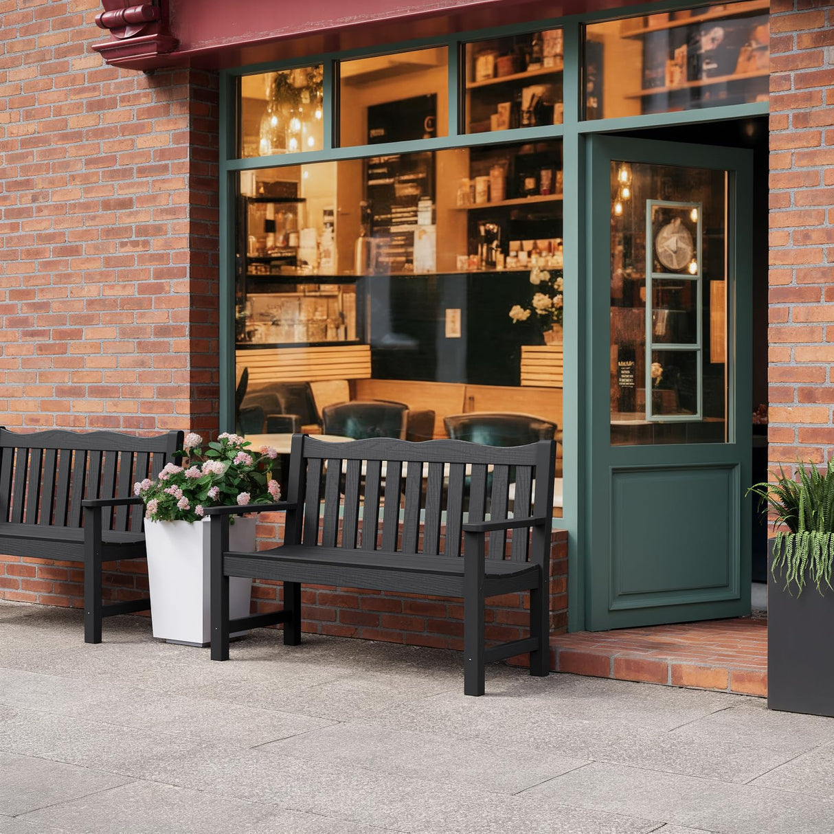 Stoog Outdoor Bench, 2-Person Garden Benches for Outdoors, All-Weather HIPS Garden Bench with 800 lbs Weight Capacity, Never Rot or Fade, for Garden, Porch, Backyard and Park, Black Stoog