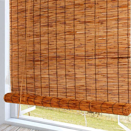 YYQ SHOP Brown Bamboo Window Shades Blinds Retro Bamboo Curtains Roller Shades with Lifting Bamboo Roll Up Window, 24x36 32x72 40x64 Custom Matchstick(Size:24(W) x 36(H) inches) YYQ SHOP
